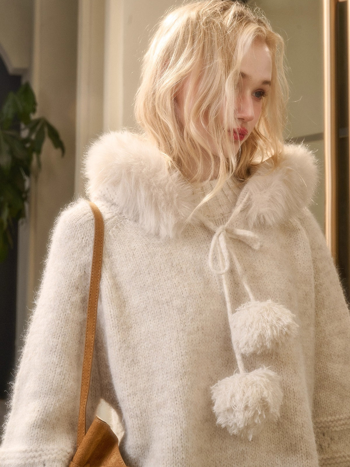 Soft Grace Wool-Blend Knitted Cape Dress