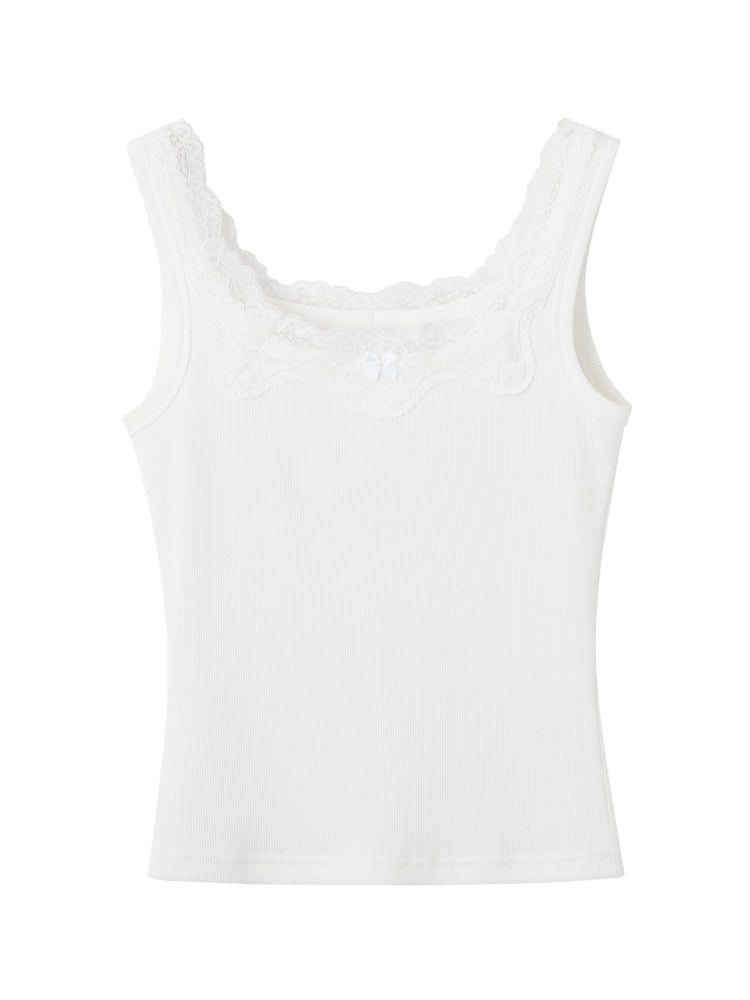 Lace Trim Butterfly Knot Back Top - CHINASQUAD