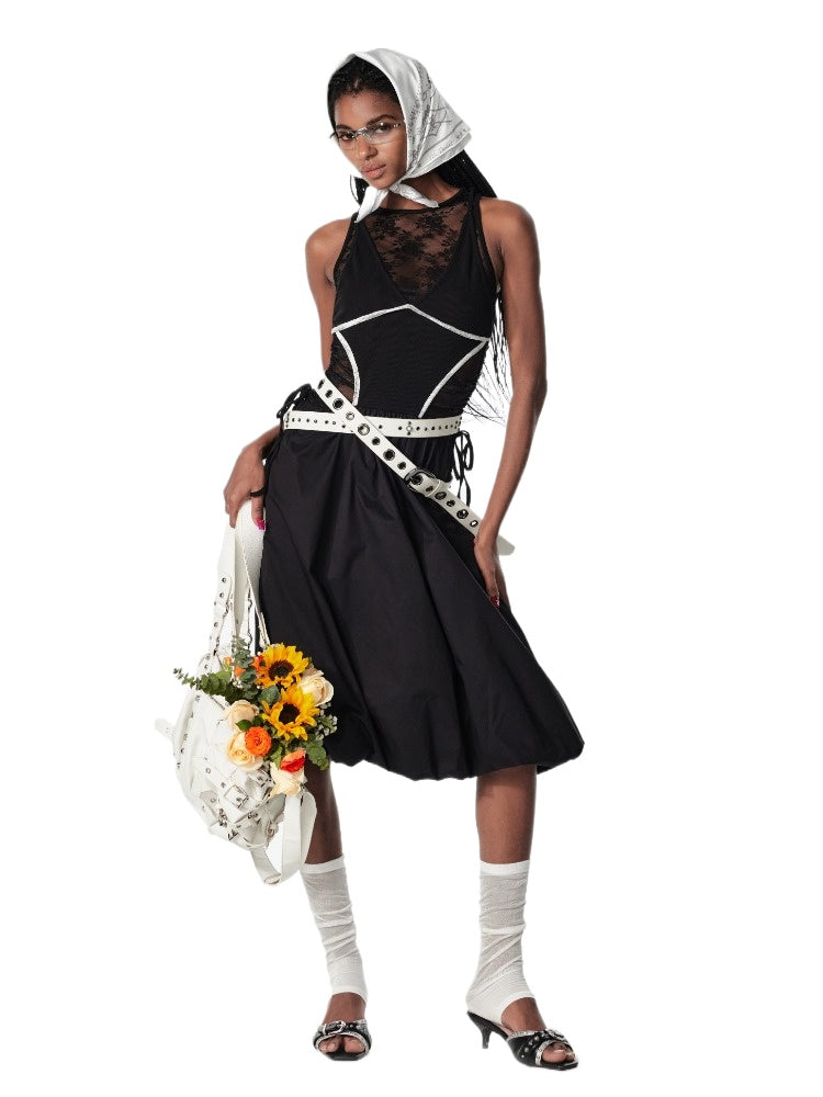 Contrast Backless Midi Dress - CHINASQUAD
