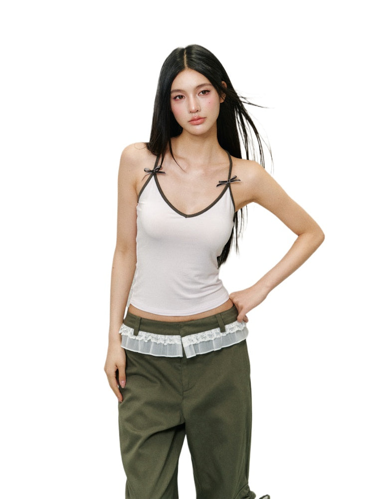 Bowknot Color-block Inner Top - CHINASQUAD