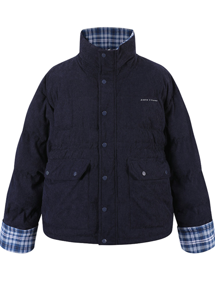 Color-block Plaid Spliced Cotton Jacket - CHINASQUAD