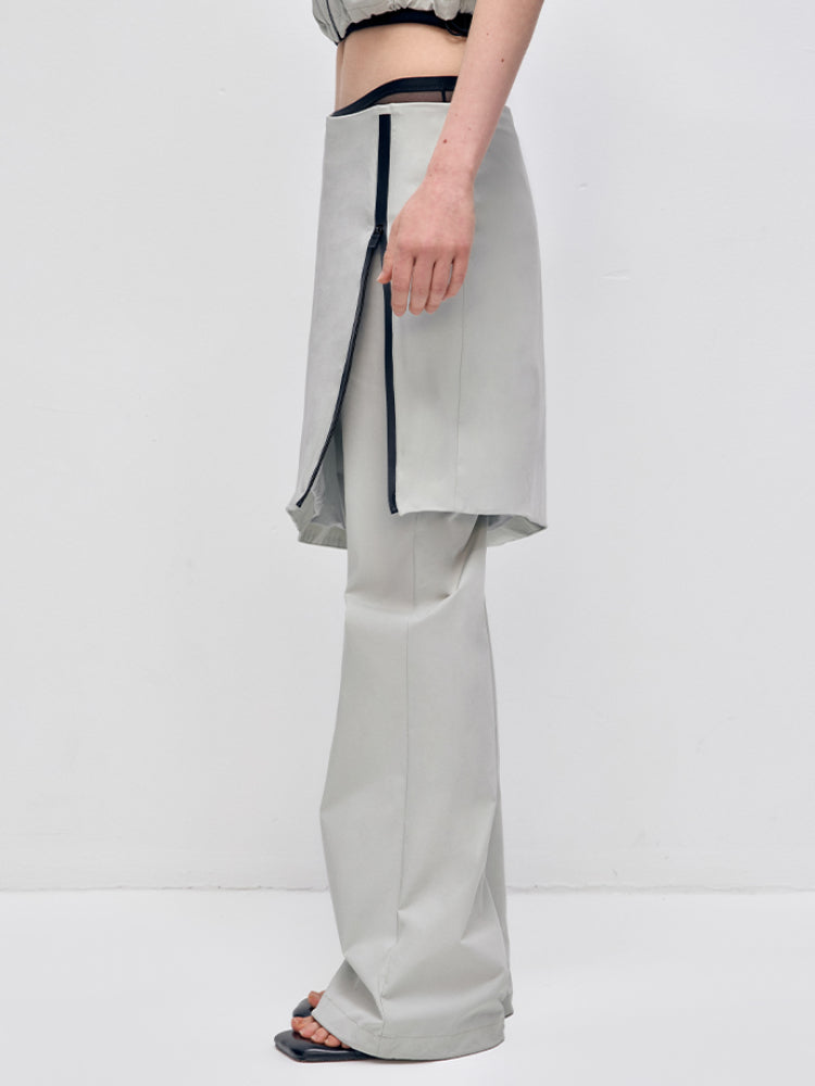 Color-block Hooded Zipper Vest & Pant Set