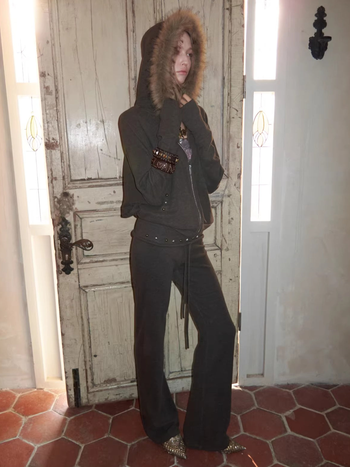 Batwing Hoodie & Drawstring Flared Pants Set