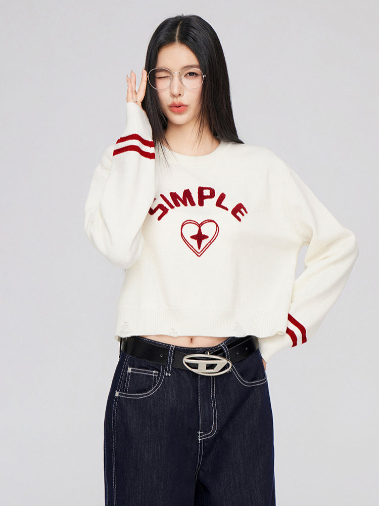 3D Embroidered Distressed Sweater - CHINASQUAD