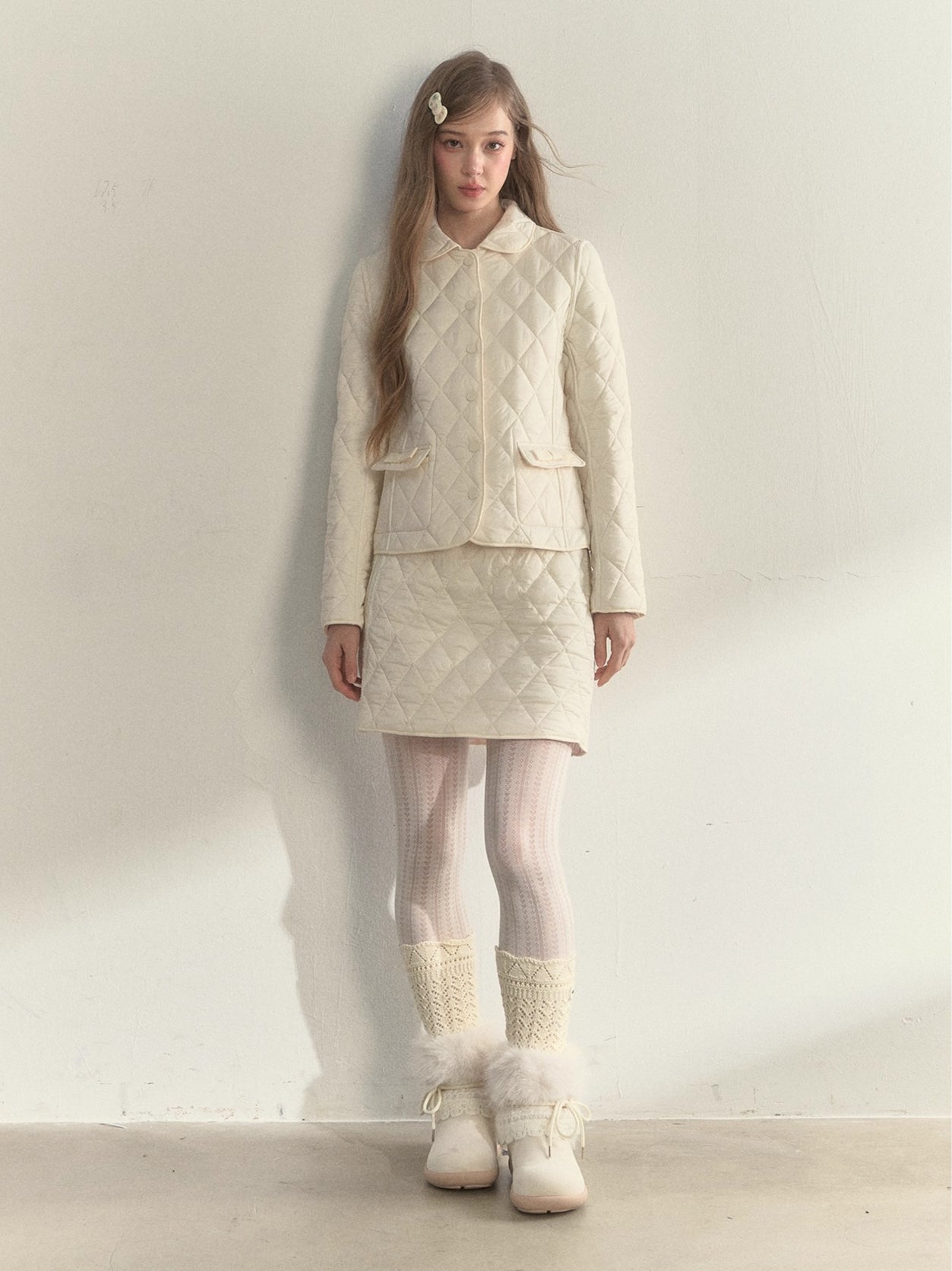 Reversible Quilted Doll Collar Jacket & Skirt Set