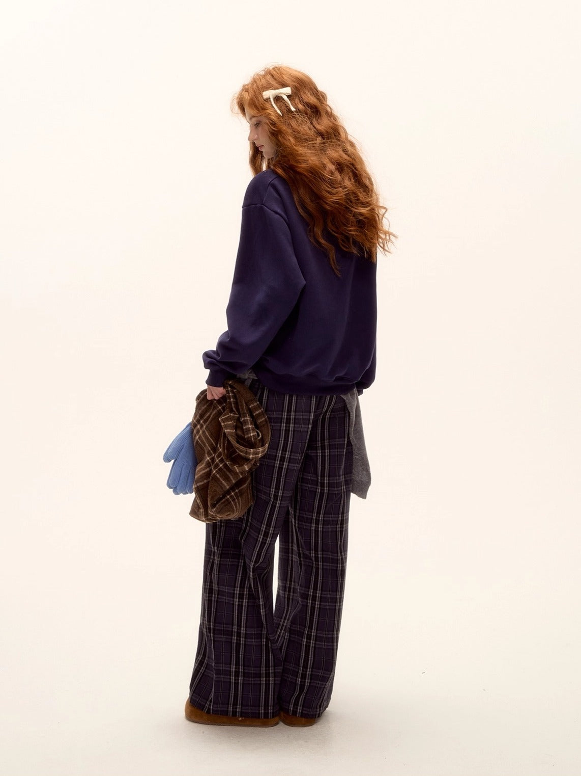 Brushed Fair Isle Knit Hooded Sweatshirt