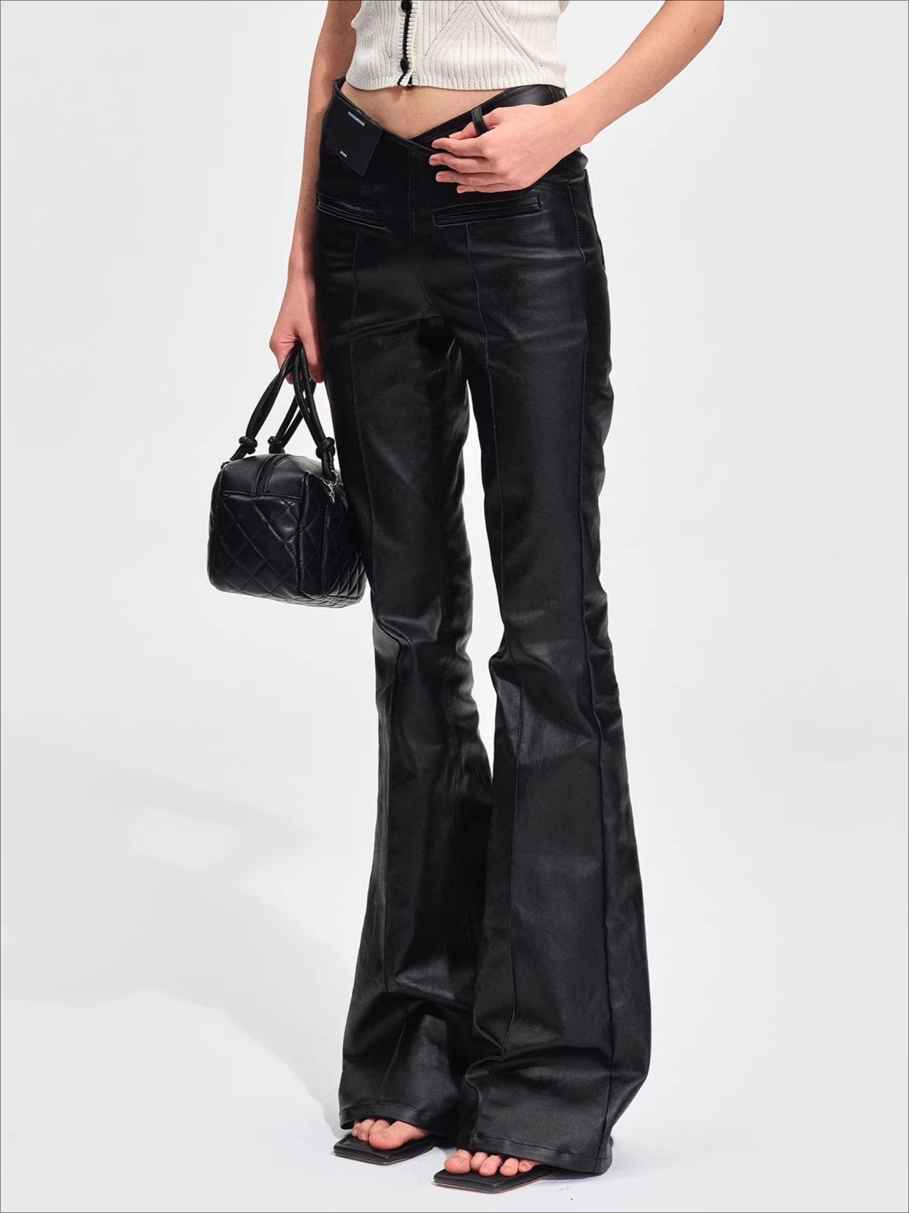 Stretch Denim V-Waist Micro-Flare Jeans