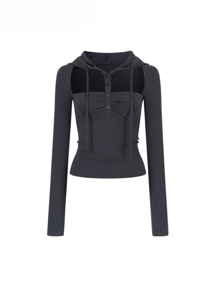 Hooded Hollow-out Long-sleeved T-shirt - CHINASQUAD