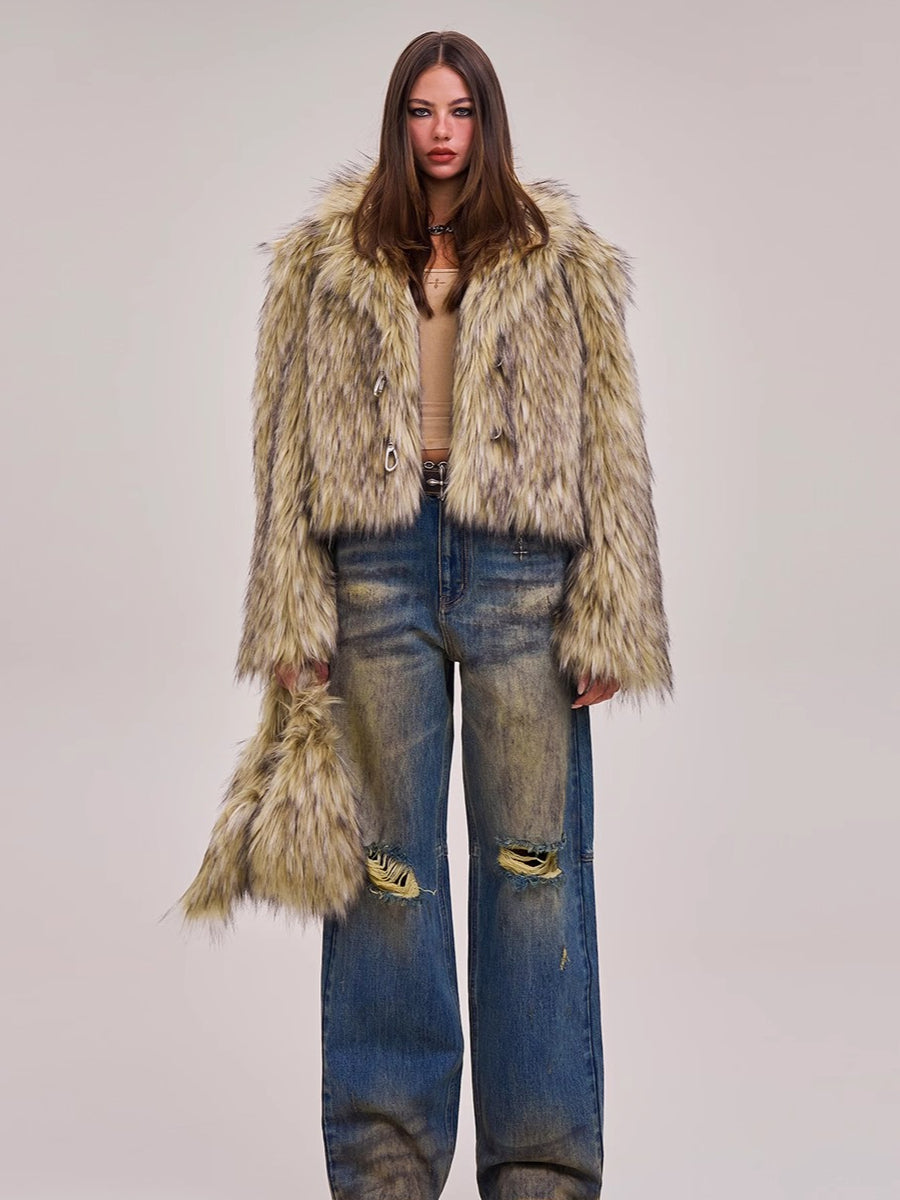 Cross Relic Wilderness Hunter Cropped Faux Fur Jacket