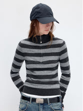 Striped Wool Blend Half-Zip Sweater - CHINASQUAD
