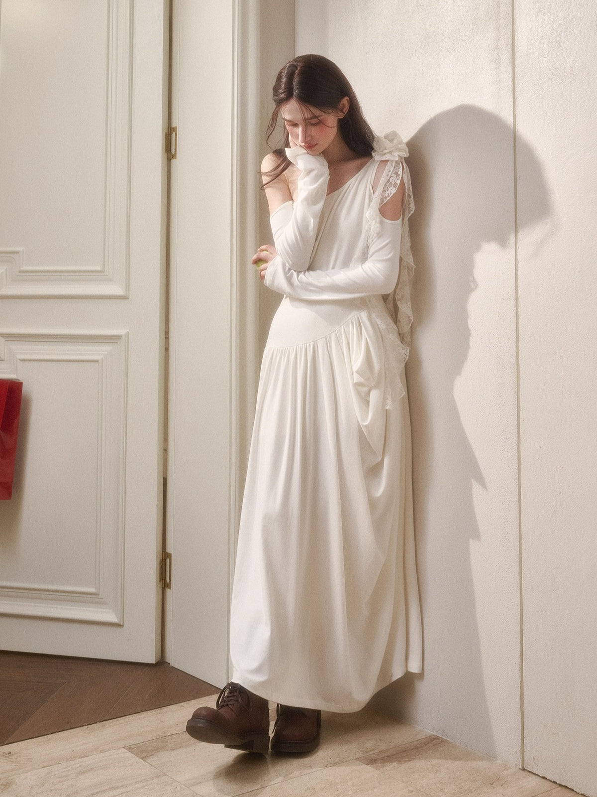 Hot Milk Off-Shoulder Knit Maxi Dress