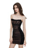 Mesh Ruched Strapless Dress - CHINASQUAD