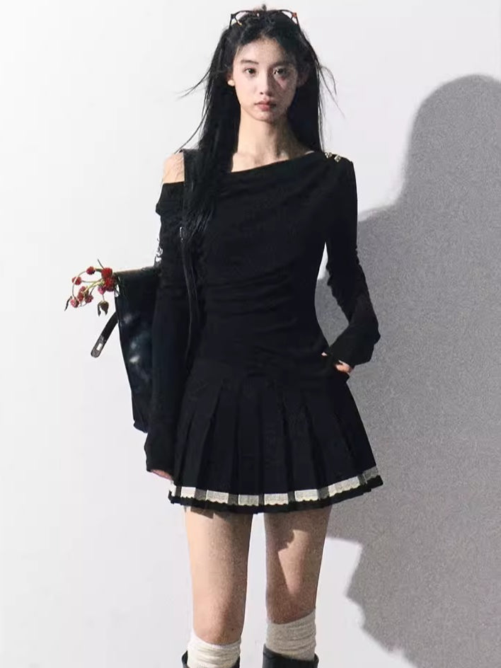 Vintage Preppy Low-Rise Pleated Mini Skirt