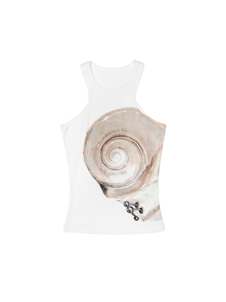 Floral Print Rhinestone Vest - CHINASQUAD