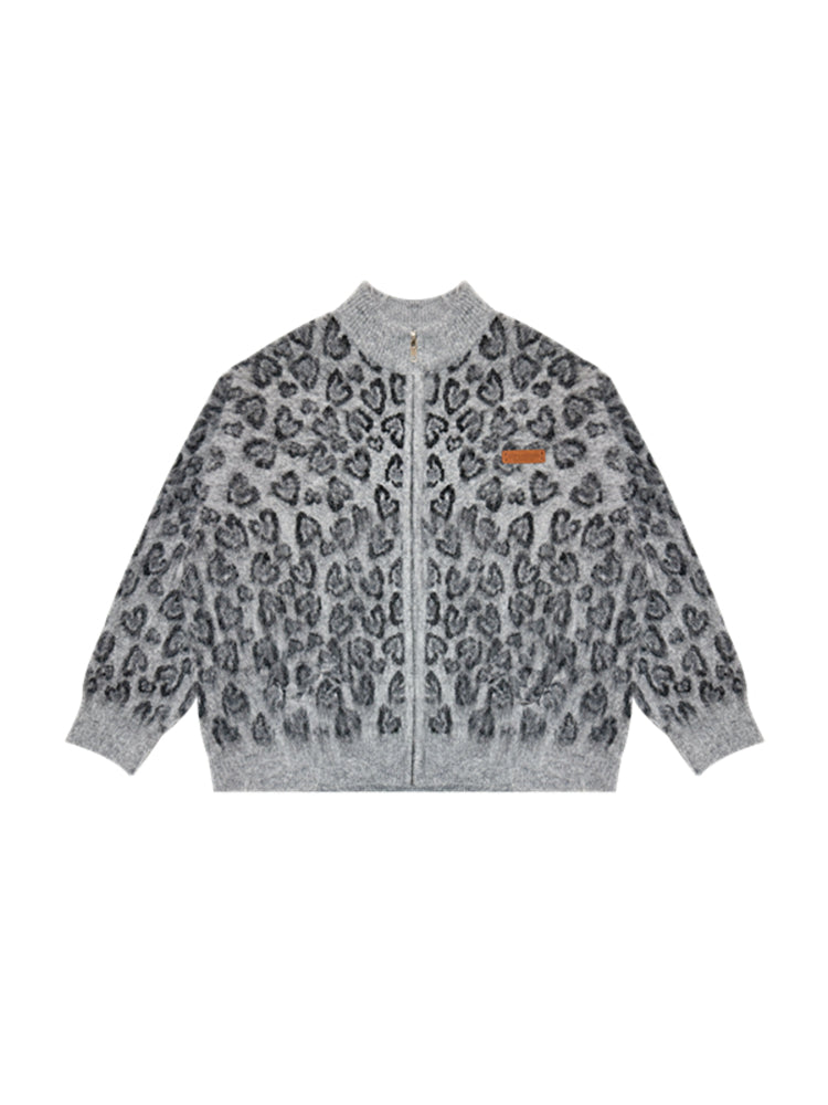 Brown & Gray Leopard Print Coat - CHINASQUAD