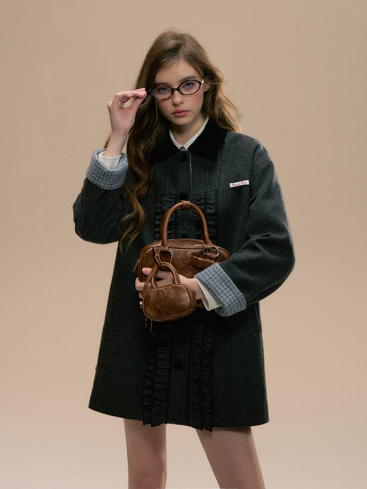 Gray Herringbone Wool Coat - CHINASQUAD