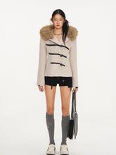 Black & Oatmeal Wool Toggle Coat - CHINASQUAD