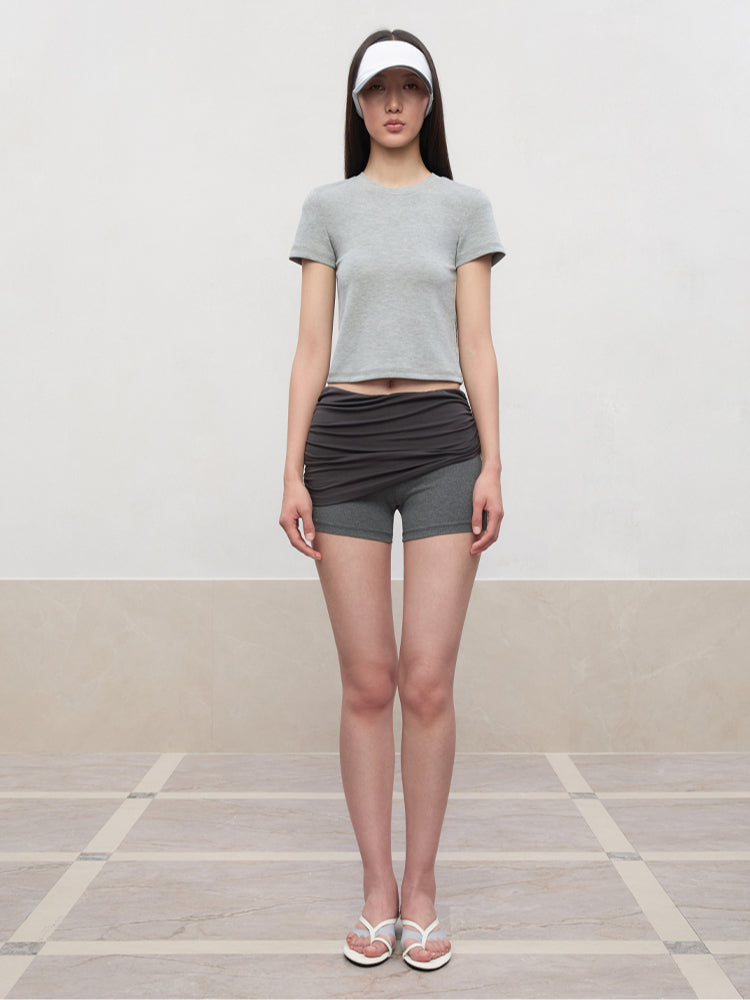 Regular-Shoulder Round Neck Short-Sleeve T-Shirt
