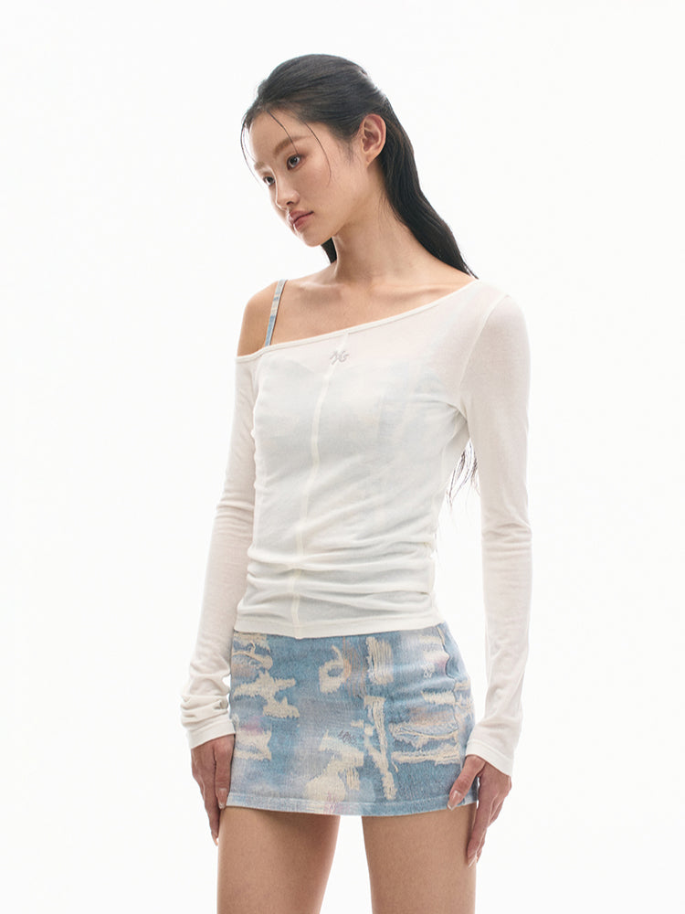 Asymmetric Slim-Fit Lightweight Wool Long-Sleeve T-Shirt - CHINASQUAD