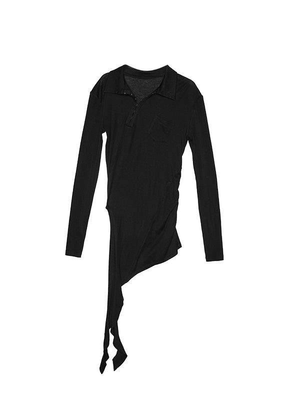 Asymmetrical Hook-Closure Polo Shirt - CHINASQUAD