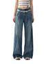 Lace-Panel Loose Straight Denim Jeans - CHINASQUAD