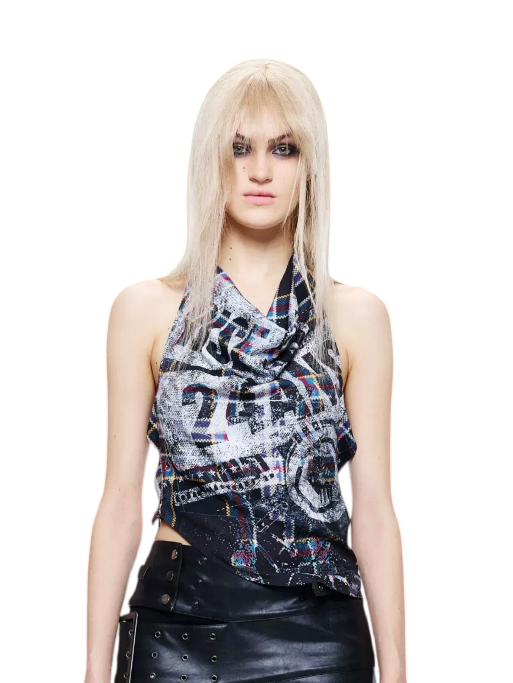 Street Style Halter Top with Draped Neckline
