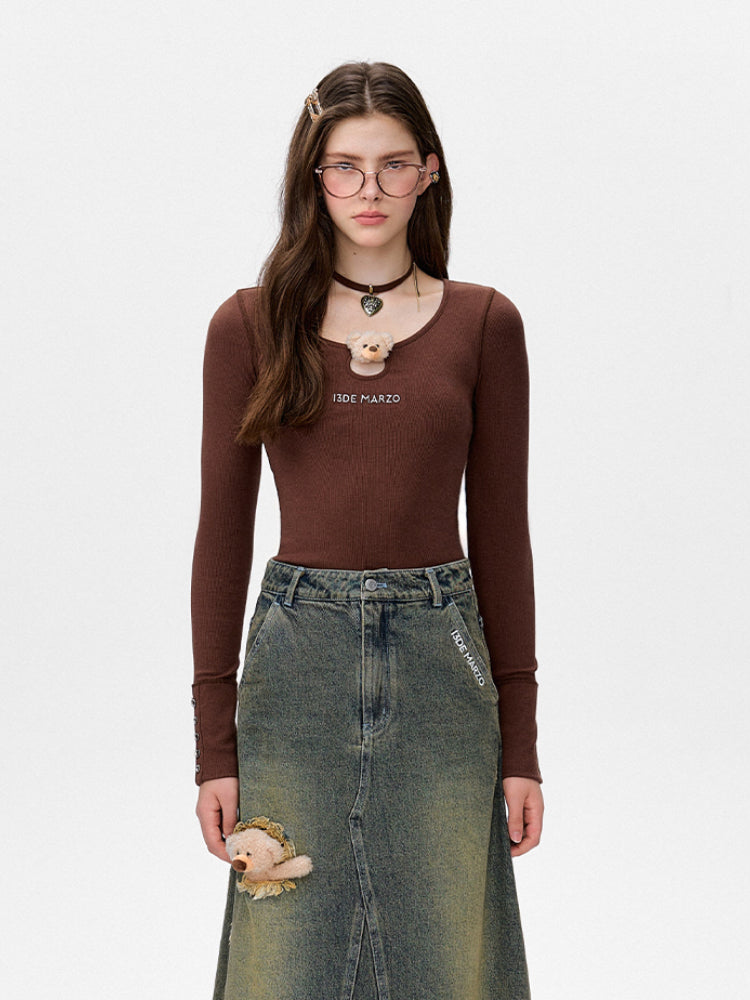 Hollow Chest Long-Sleeve Slim Fit T-Shirt - CHINASQUAD