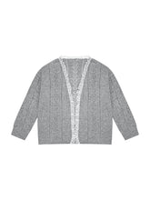 Gray & Purple Lace Trim Cardigan - CHINASQUAD