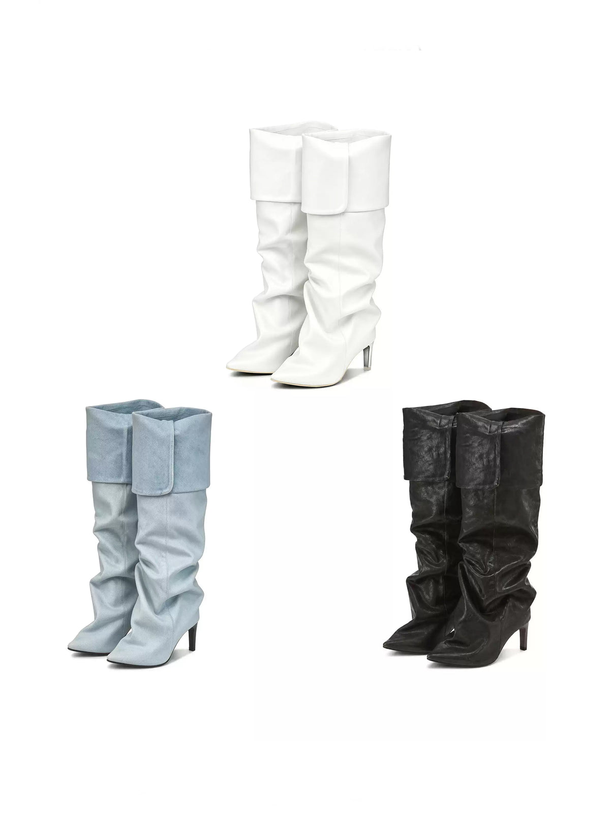 Slouch-Stiefel mit spitzer Zehenpartie