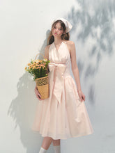 Halter V-neck Sling Bow Dress - CHINASQUAD