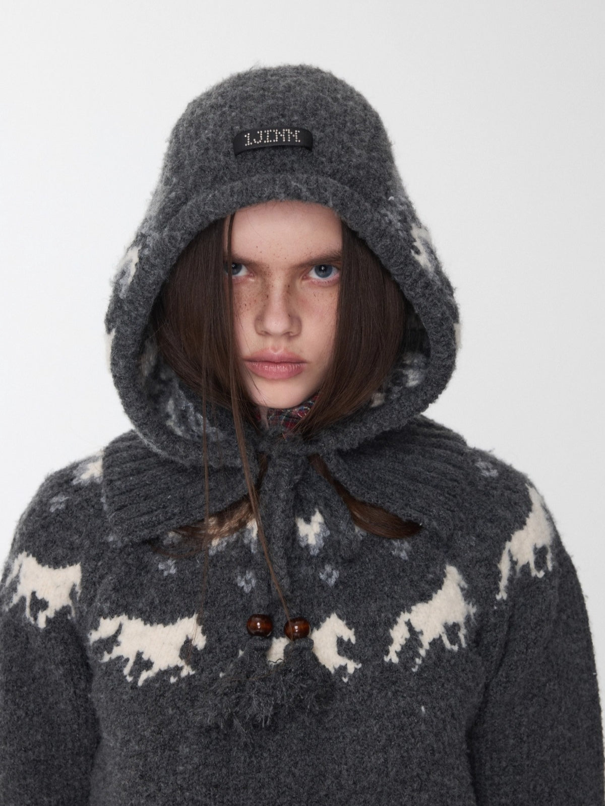 Fair Isle Pony Jacquard Knit Balaclava Hat