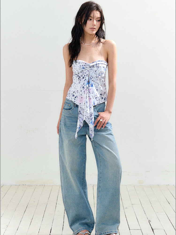 Knotted Asymmetric Hem Tube Blouse - CHINASQUAD