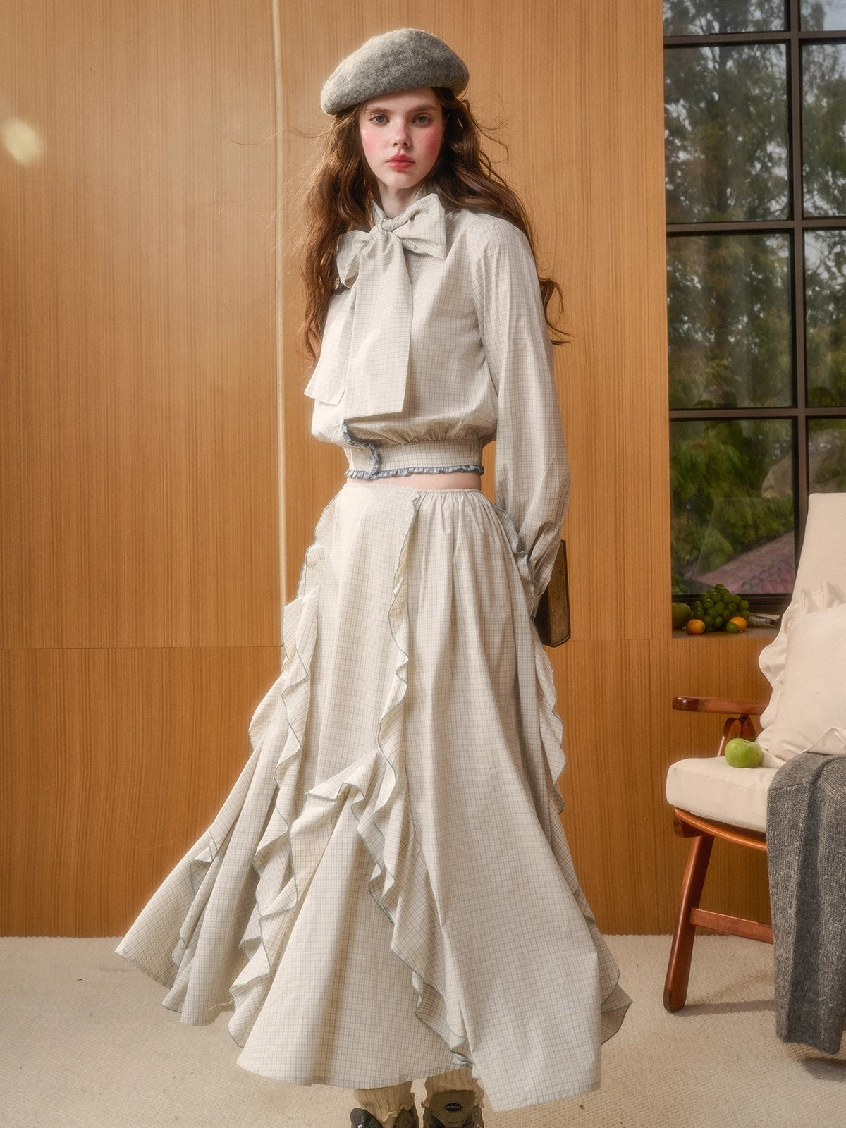 Organic Cotton Gingham Blouse Set