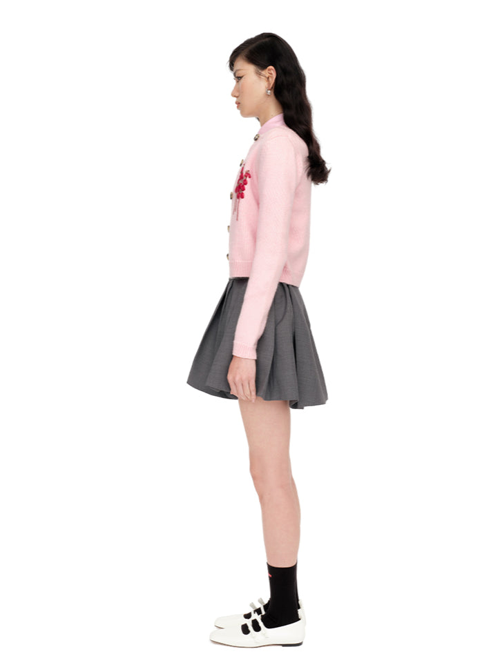 Sweet Floral Embroidered Knit Cardigan - CHINASQUAD