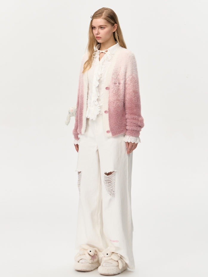 Khaki & Pink Doozoo Gradient Cardigan - CHINASQUAD