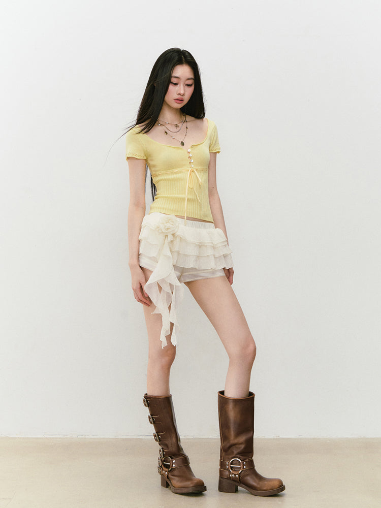 Bowknot Lyocell Knit T-shirt - CHINASQUAD