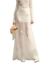 White Rose Hand-Crocheted Mohair Knit Skirt - CHINASQUAD