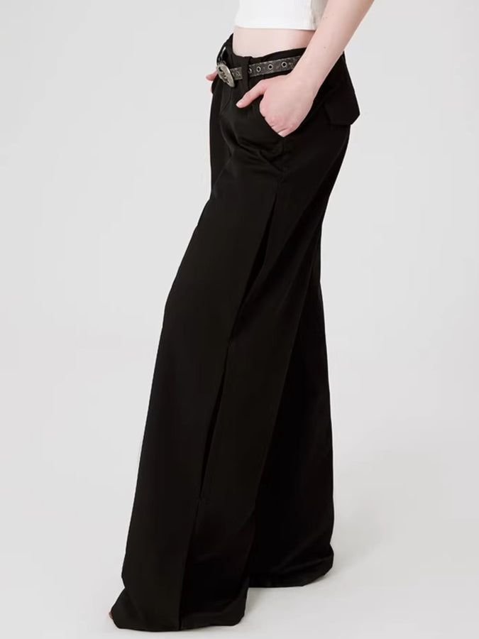 Original Draped Black Wide-Leg Suit Trousers