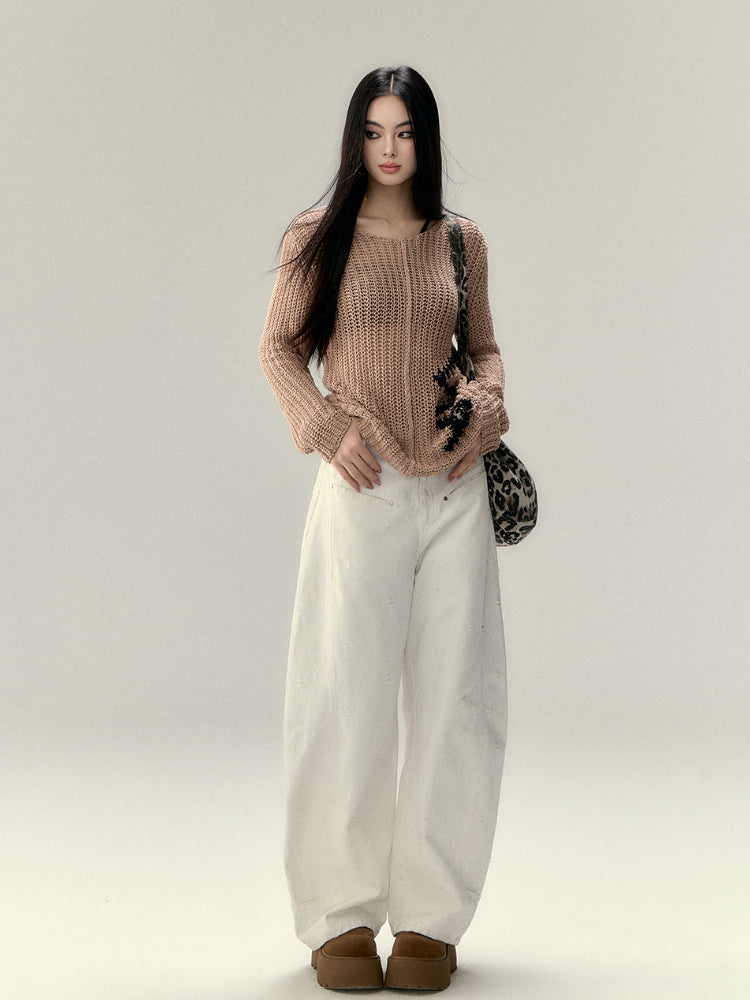 Hollow Knit Letter Sweater - CHINASQUAD