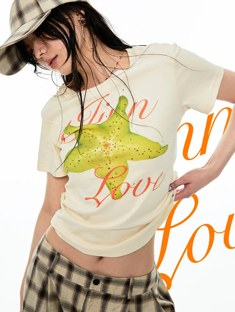Fruit Printed Rhinestone T-shirt - CHINASQUAD