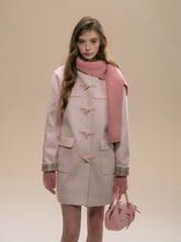 (Final Sale) Pink Plaid Horn-buttoned Coat - CHINASQUAD