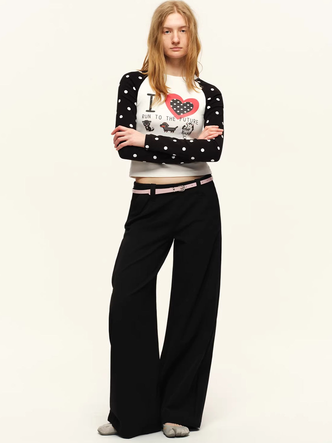 Low-Rise Fluid Tailored Wide-Leg Trousers