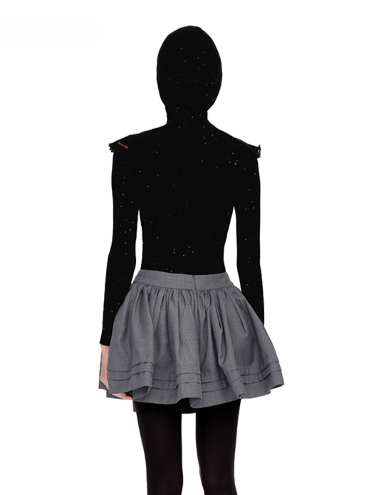 Black High Neck Knitted Bodysuit - CHINASQUAD