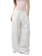 Linen Elastic Drawstring Wide-Leg Pants - CHINASQUAD