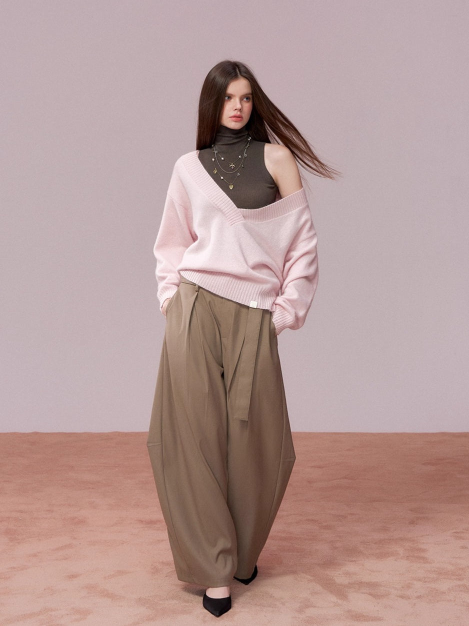 Wool Deep V-Neck Oversized Sweater