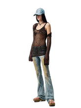 Hollow-Out Knitted Cropped Long-Sleeve Cover-Up - CHINASQUAD