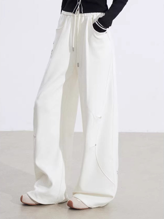 Sculpted Drape Curved-Leg Wide Pants