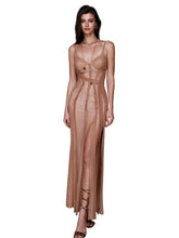 High-Split Patchwork Spaghetti Strap Dress - CHINASQUAD