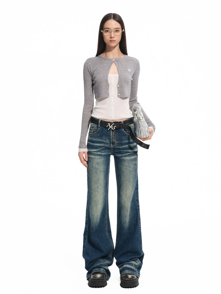 Fake Two-piece Layered Contrast-color Cardigan - CHINASQUAD