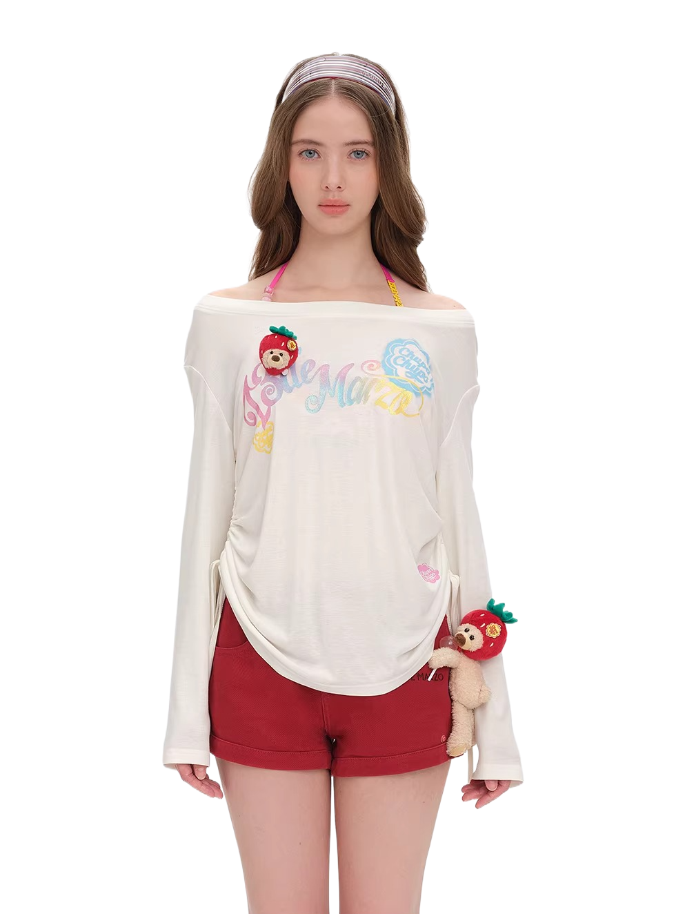 Asymmetric Shoulder Long Sleeve Top Set
